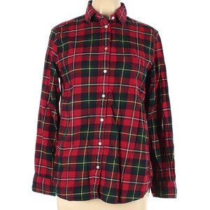 Uniqlo Cotton Plaid Red Long Sleeve Button-Down
